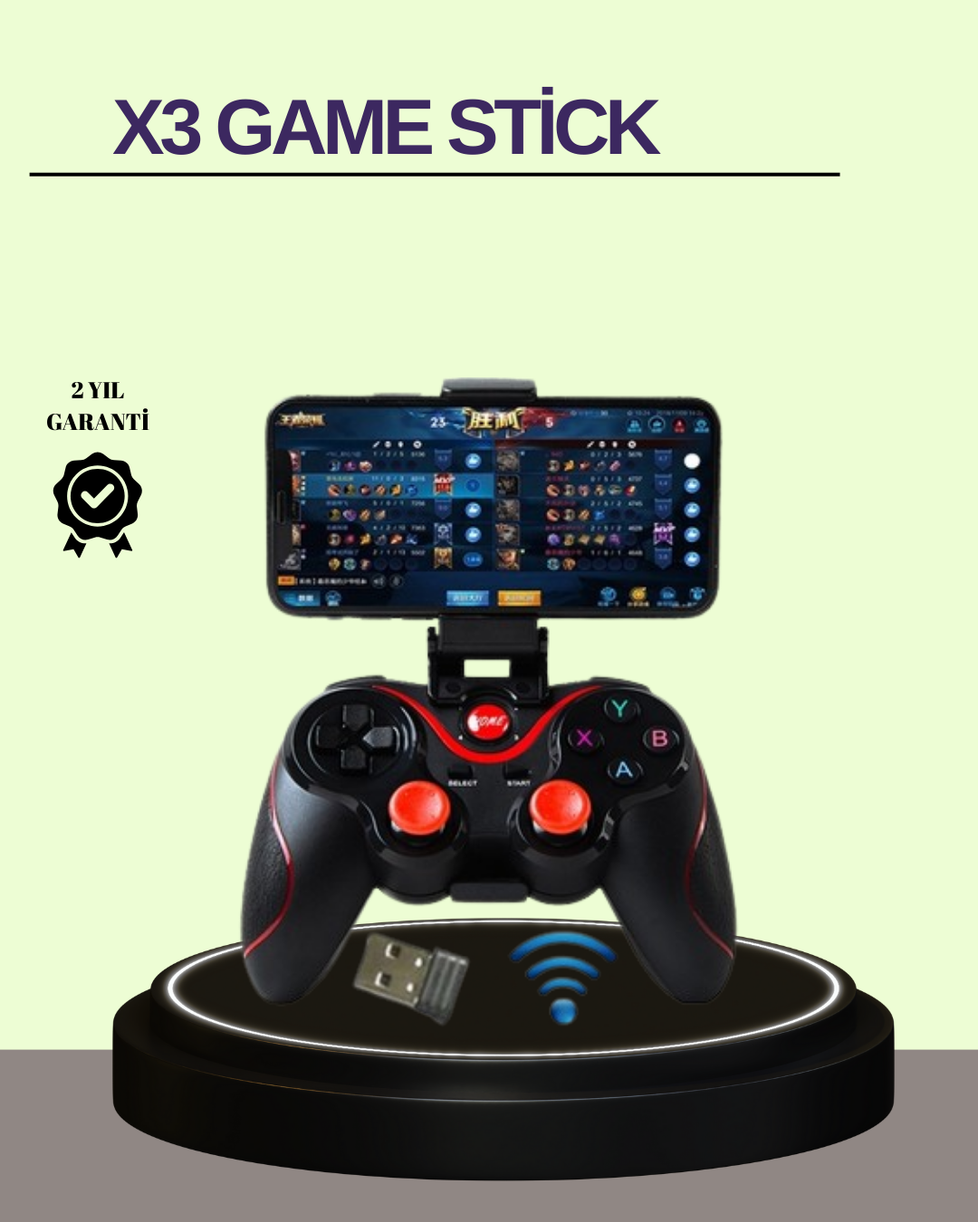 4-21 Çift Analog Joystick ve 14 Tuşlu Bluetooth Oyun Kumandası - Vipsepet - Görsel 1