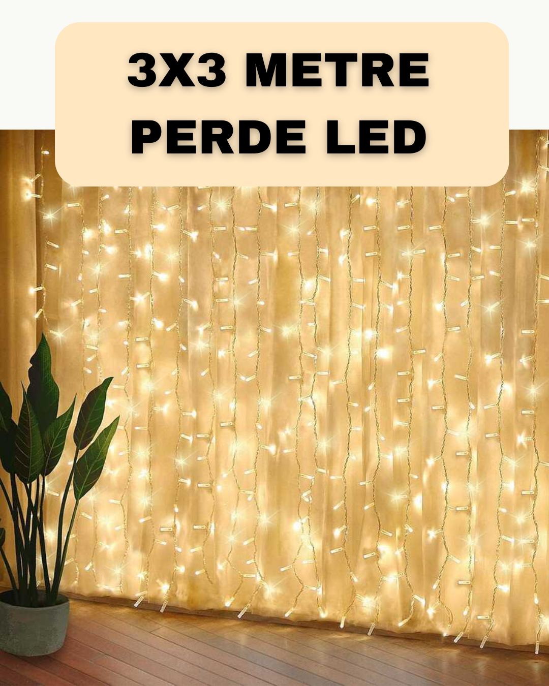 4-229 Dekoratif 3x3 LED Perde Işık Şelale Tasarım Enerji Tasarruflu - Vipsepet - Görsel 1