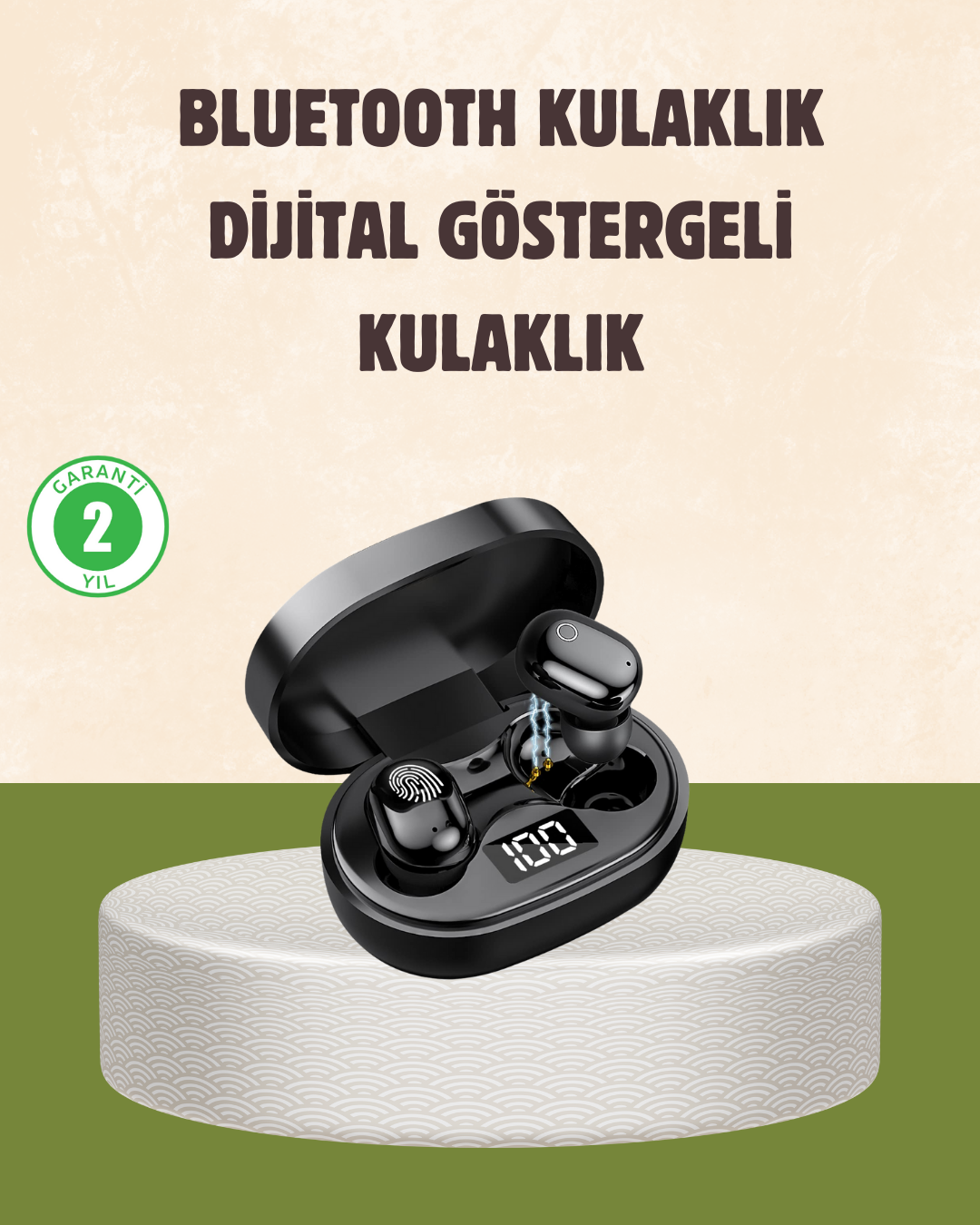 4-24 LED Ekranlı Şarjlı Kablosuz Kulak İçi Kulaklık - vipsepet - Görsel 1