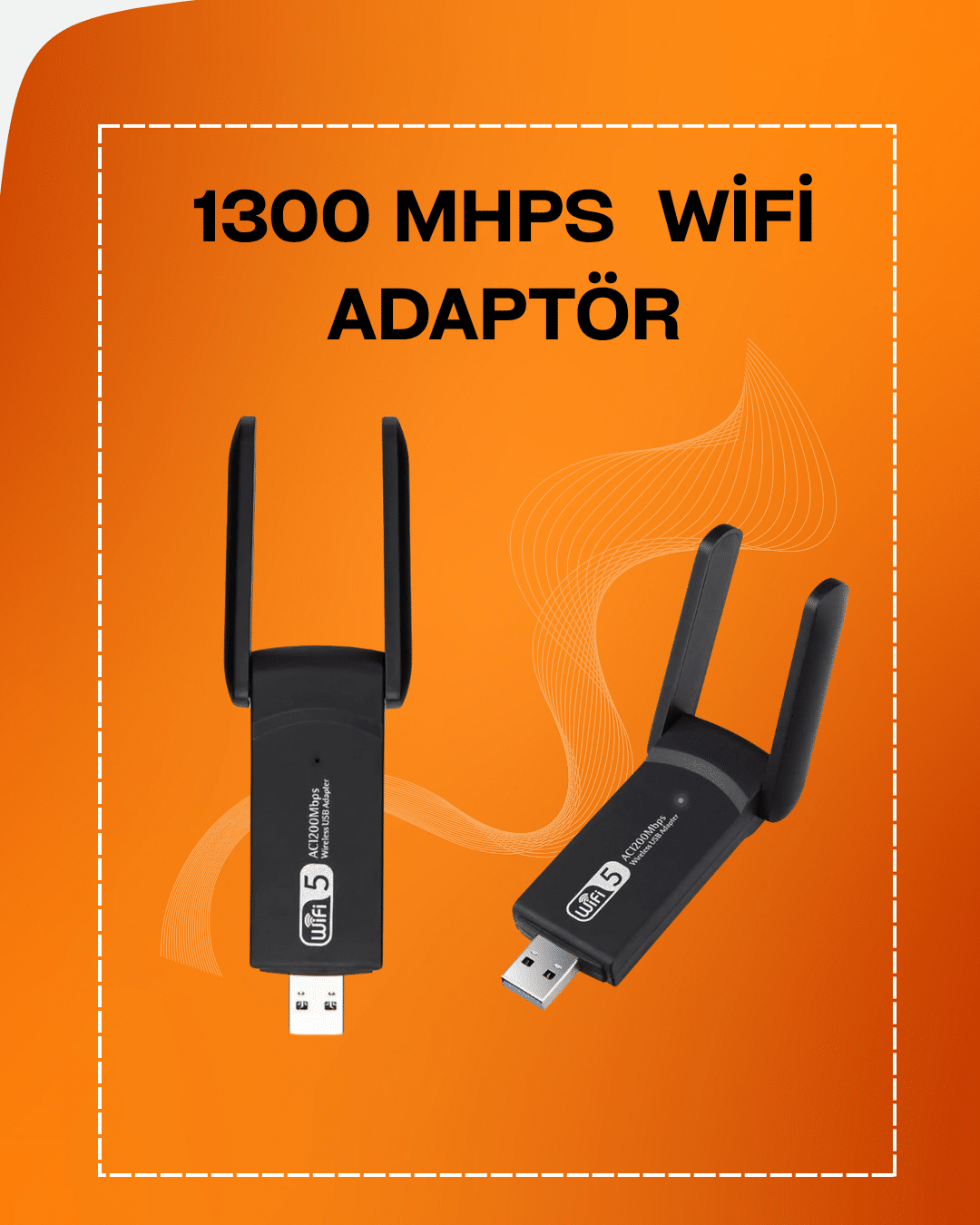 4-24 Tak-Çalıştır Özellikli Çift Bant WiFi Adaptör – 1200 Mbps - Vipsepet - Görsel 1