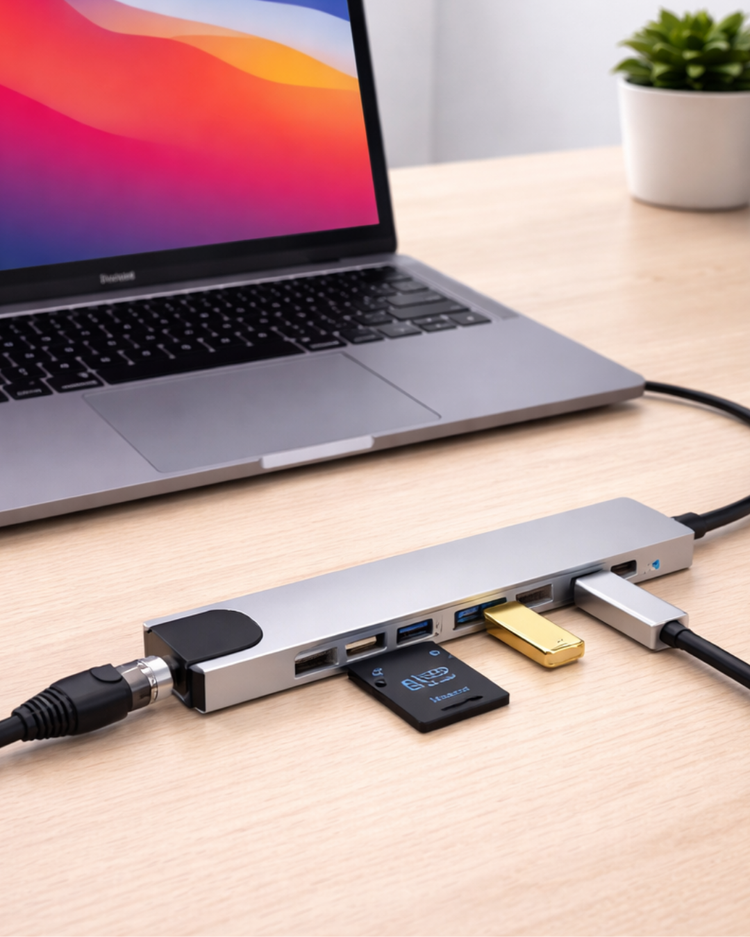 4-29 Type C Hub Çoklayıcı 8 Port USB HDMI RJ45 Kart Okuyucu - Vipsepet - Görsel 1