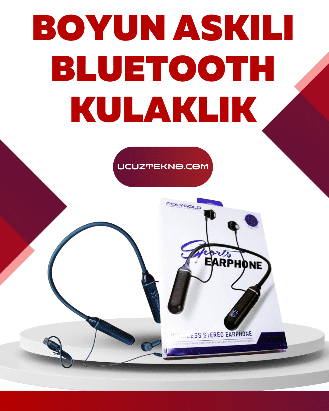 4-31 Polygold PG-100 Bluetooth Kulaklık – Ergonomik Boyun Bantlı Tasarım, Net Ses ve Konfor - vipsepet - Görsel 1