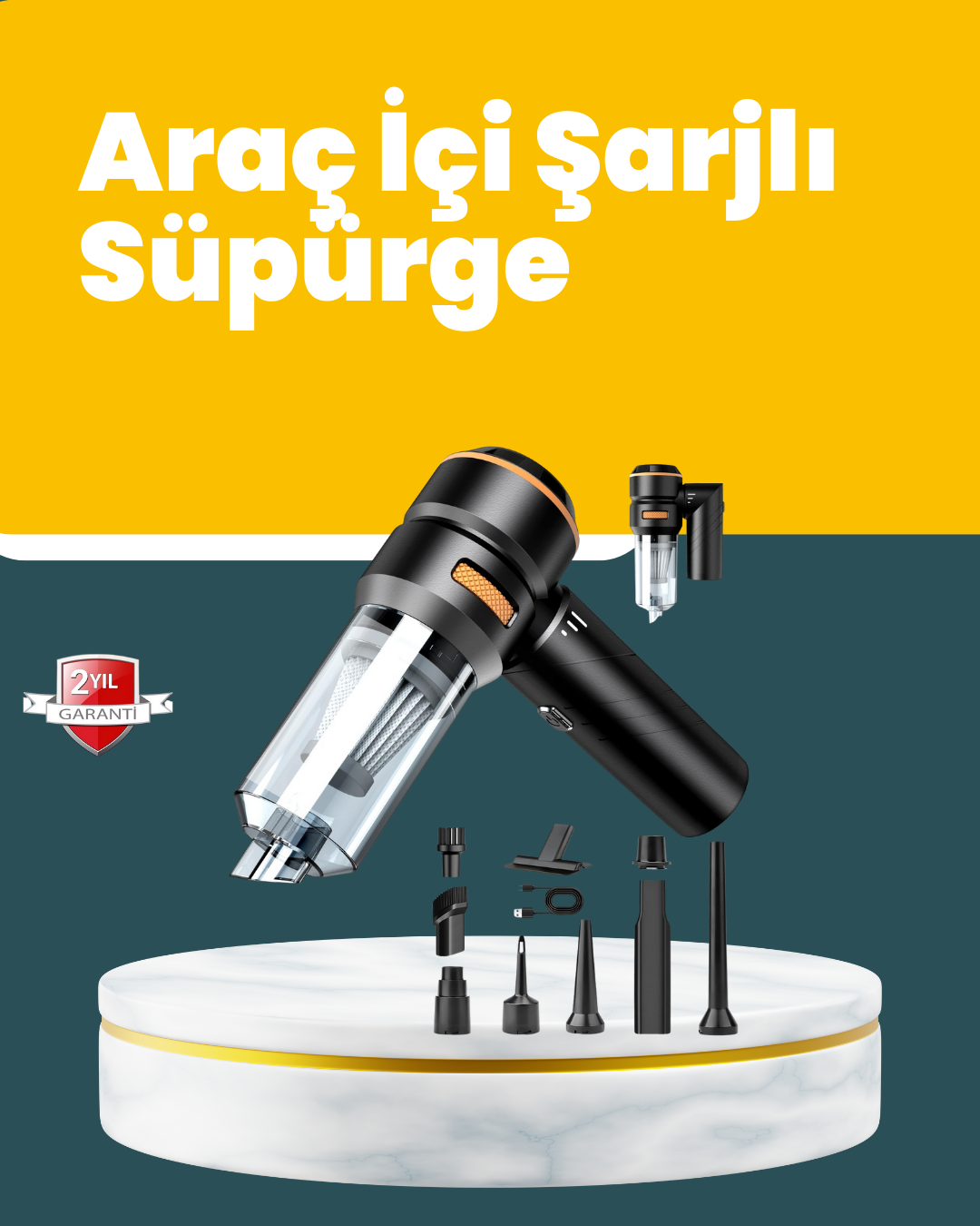 4-31 Araç İçi Derinlemesine Temizlik İçin Kompakt ve Ergonomik El Süpürgesi - Vipsepet - Görsel 1