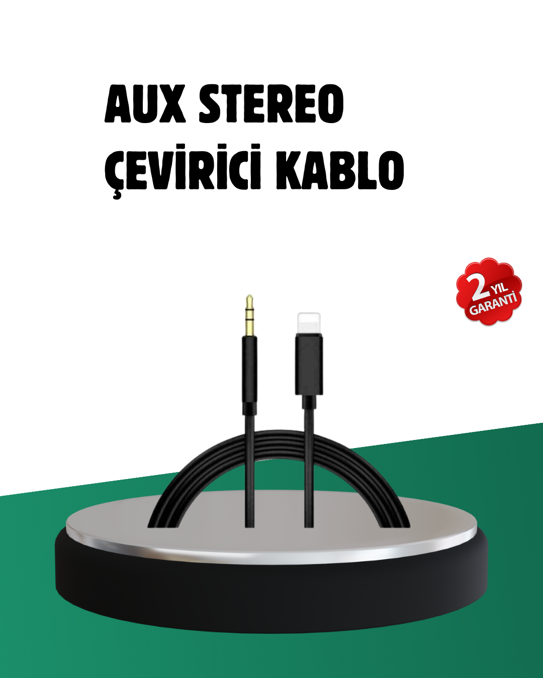 4-32 iPhone Uyumlu Lightning – 3.5mm Aux Adaptör Kablo Stereo Ses Aktarım - Vipsepet - Görsel 1