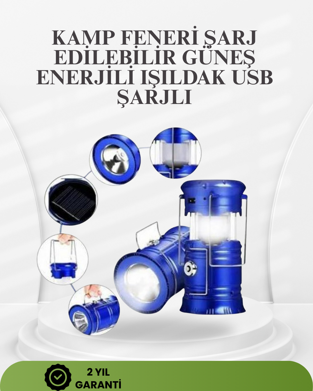 4-33 Güneş Enerjili Katlanabilir Kızaklı Kamp Feneri – USB Şarjlı, Çok Yönlü ve Dayanıklı Tasarım - Vipsepet - Görsel 1