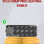 10 Prizli Uzatma Kablosu Termal Koruma USB Type-C Hızlı Şarj 2500W - Vipsepet
