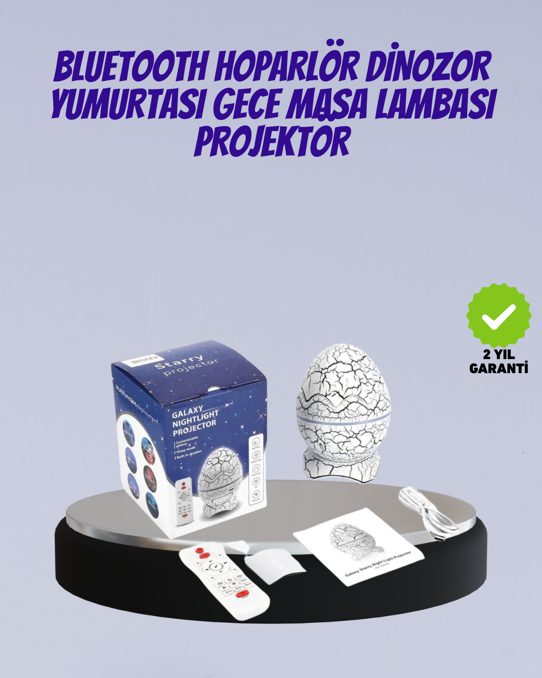 4-38 Bluetooth Bağlantılı Dinozor Yıldız Projektör Gece Lambası ve Uyku Yardımcısı - Vipsepet - Görsel 1