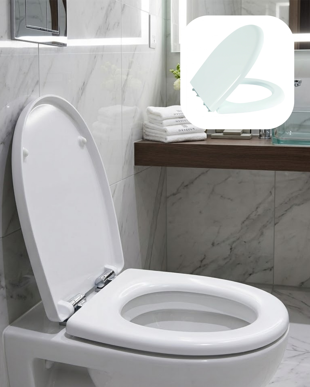 4-38 Universal Klozet Kapak Seti Kaydırmaz Alt Yüzey Kolay Temizlik Banyo Aksesuarı - Vipsepet - Görsel 1