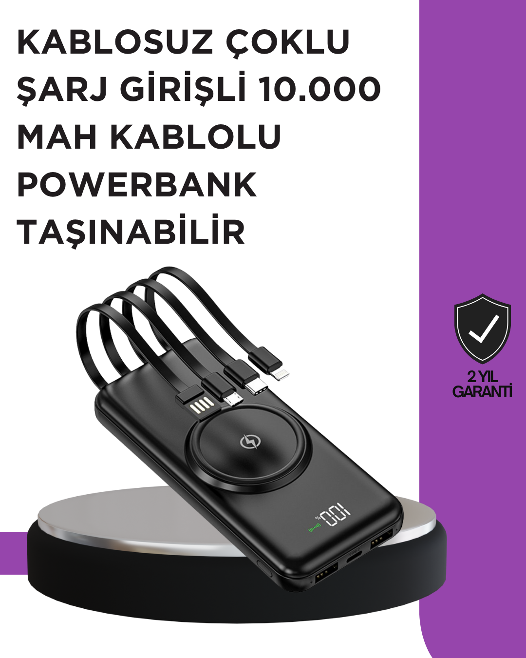 4-4 Çoklu Cihaz Uyumu ile Kablolu ve Kablosuz Şarj – Pratik Powerbank - vipsepet - Görsel 1