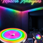Dekoratif RGB LED Şerit Neon Işık 3 Metre Su Geçirmez Uzaktan Kumandalı Ortam Aydınlatması - Vipsepet