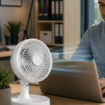 Kompakt Mini Fan Otomatik Salınımlı Sessiz Masaüstü Vantilatör - Vipsepet