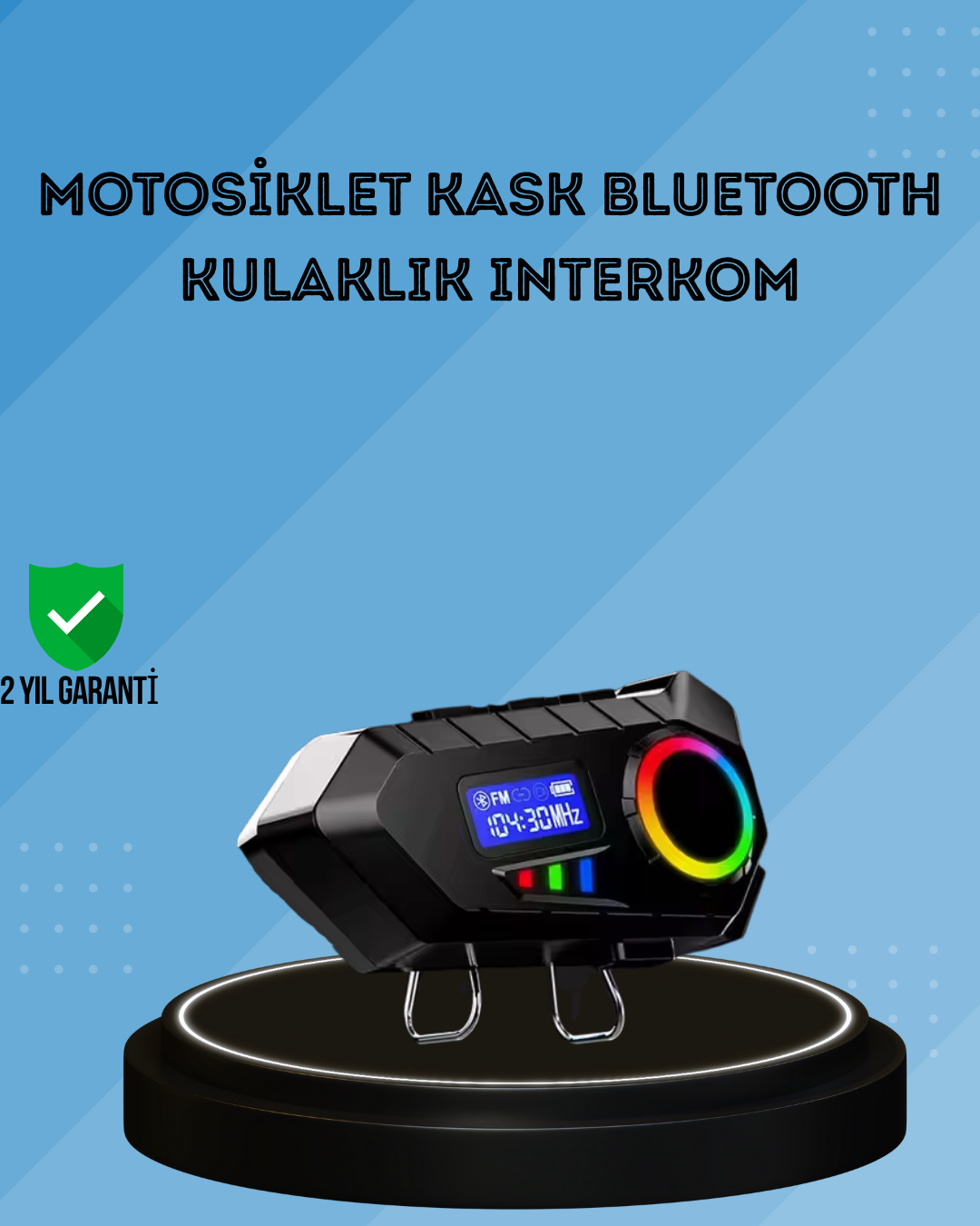 4-52 500mAh Bataryalı Bluetooth 5.4 İnterkom LED Ekranlı FM Destekli - vipsepet - Görsel 1