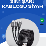 Evrensel 3 Başlıklı Şarj Kablosu – iPhone Huawei Samsung İçin - Vipsepet