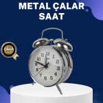 Alarmlı Dekoratif Yuvarlak Masa Saati Gümüş Renk Sessiz ve Işıklı - Vipsepet