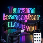 16x96 LED Yazı Paneli 60 cm Esnek RGB Işıklı Programlanabilir Ekran - Vipsepet