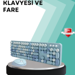 Kablosuz Klavye ve Mouse Seti – Sessiz Tuş, Retro Tasarım - Vipsepet
