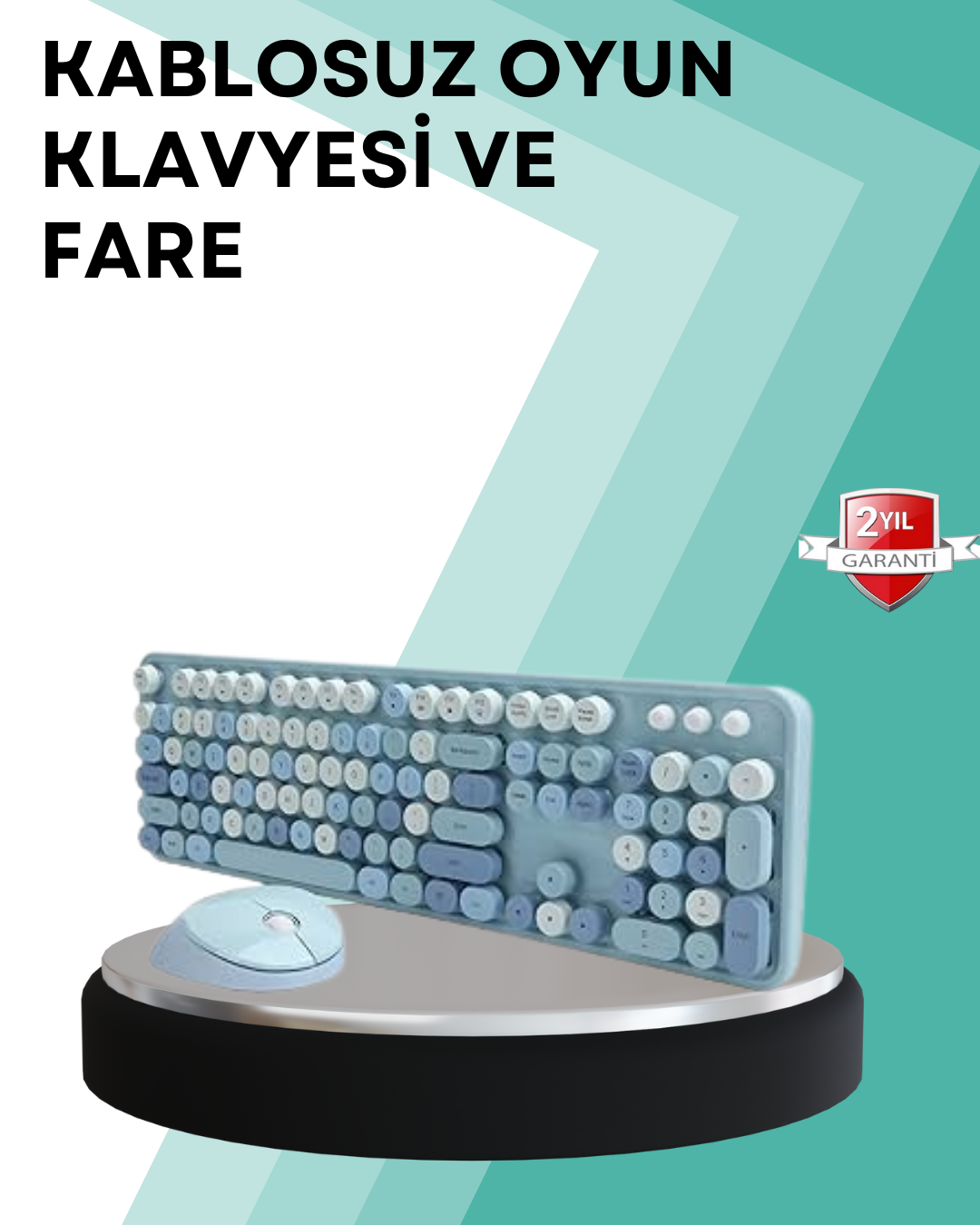 4-6 Kablosuz Klavye ve Mouse Seti – Sessiz Tuş, Retro Tasarım - Vipsepet - Görsel 1