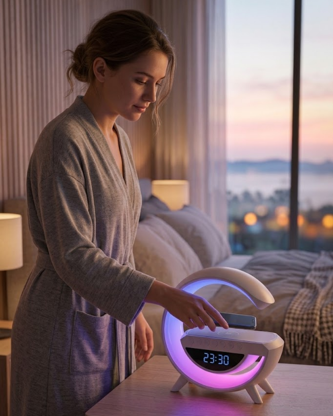 4-60 Çok Fonksiyonlu Kablosuz Şarjlı Saat Hoparlör RGB Işık ve Alarm Özellikli - Vipsepet - Görsel 1
