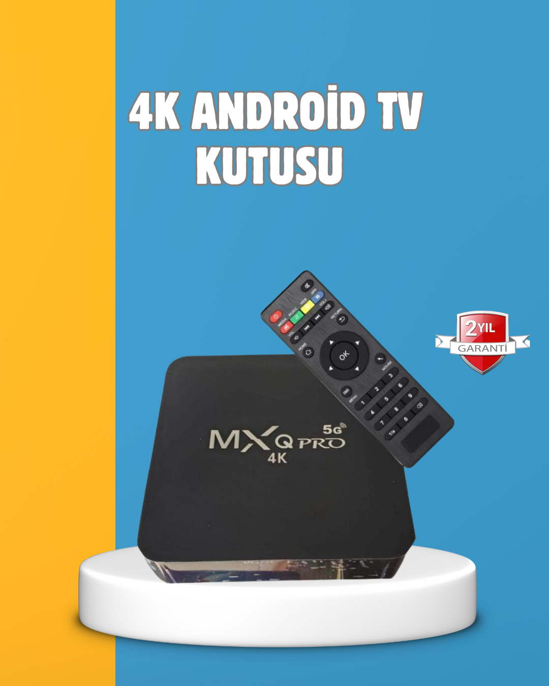 4-65 Android TV Box 4K – 2GB RAM 16GB ROM, Kablosuz Wi-Fi Medya Oynatıcı - Vipsepet - Görsel 1