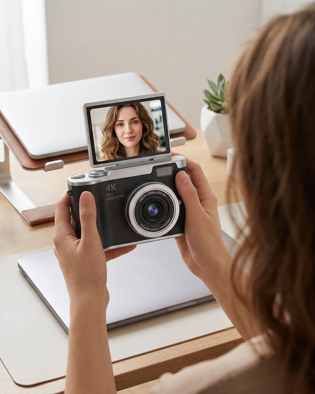 4-68 Kompakt 4K Dijital Kamera 48 MP Sensör 8X Zoom Flip Ekran Vlog ve Selfie Uyumlu - Vipsepet - Görsel 1