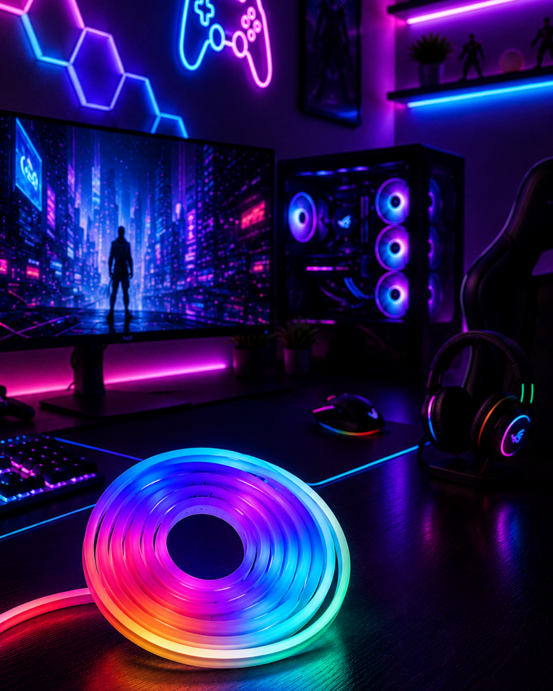 4-68 Kumandalı Su Geçirmez RGB Led Şerit Işık Müzik Senkronlu Neon Led - Vipsepet - Görsel 1