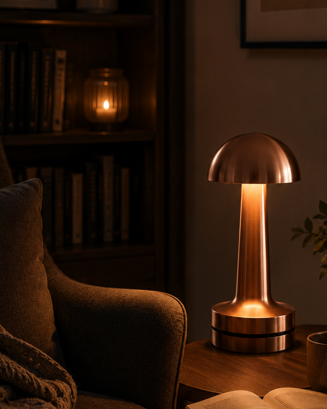 4-71 Dokunmatik Mantar Gece Lambası Bronz LED Masa Aydınlatması - Vipsepet - Görsel 1
