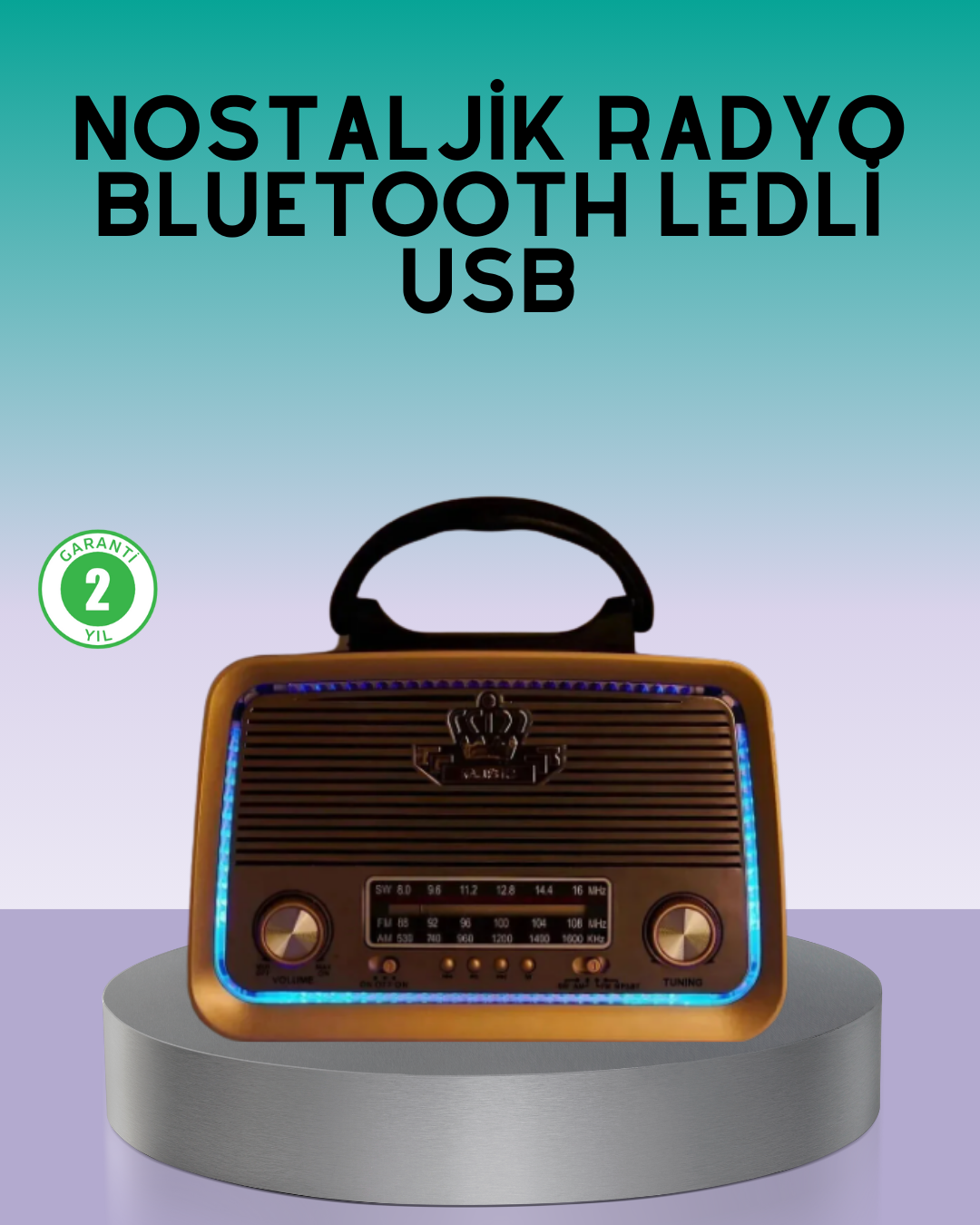 4-76 Bluetooth Özellikli Nostalji Radyo 3 Bant FM AM SW - Vipsepet - Görsel 1