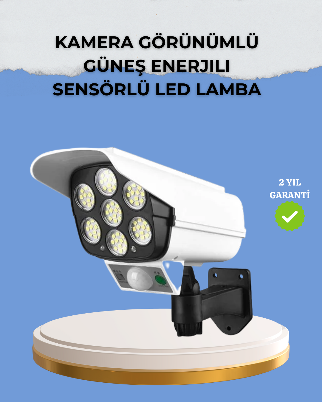 4-78 Kamera Görünümlü Solar LED Lamba Hareket Sensörlü Uzaktan Kumandalı Bahçe Duvar Aydınlatması - Vipsepet - Görsel 1