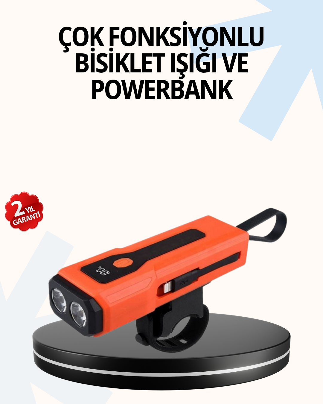 4-8 Powerbank Özellikli Bisiklet Işığı Dijital Göstergeli Led - vipsepet - Görsel 1