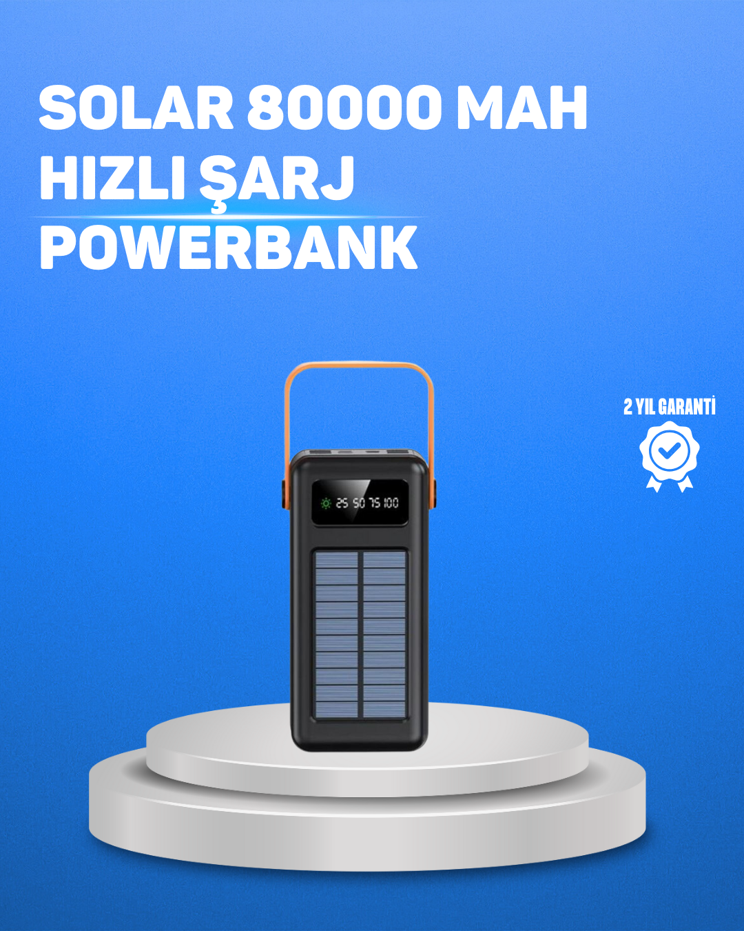 4-81 80000 mAh Yüksek Kapasiteli Powerbank Göstergeli Solar Şarj Cihazı - vipsepet - Görsel 1