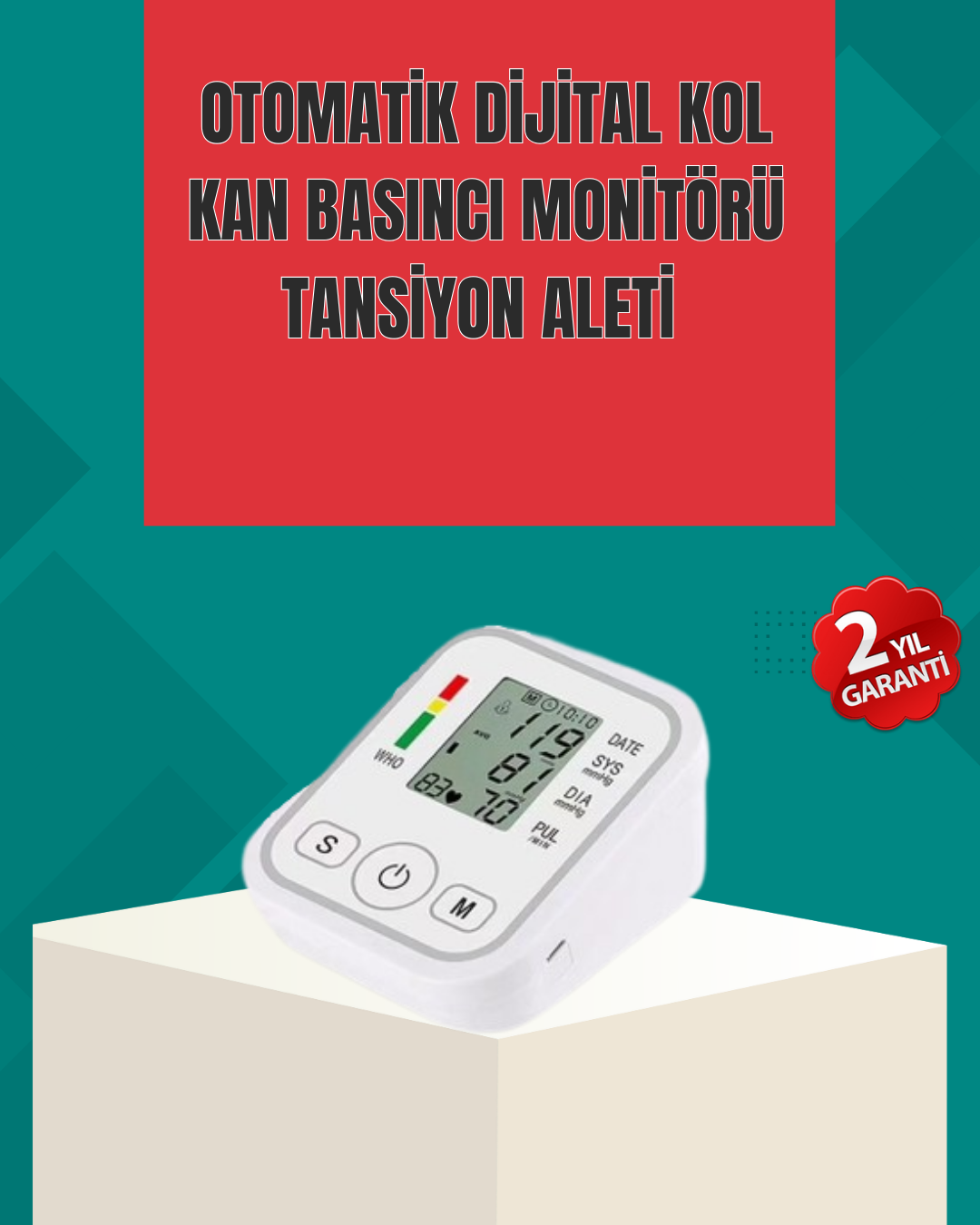4-88 Kol Tipi LCD Ekranlı Elektronik Tansiyon Monitörü - Vipsepet - Görsel 1