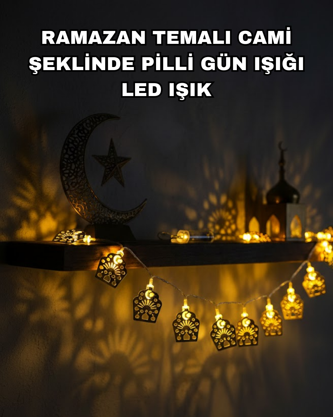 4-93 Pilli Ramazan ve Bayram LED Işık Zinciri Cami Temalı Dekoratif - Vipsepet - Görsel 1