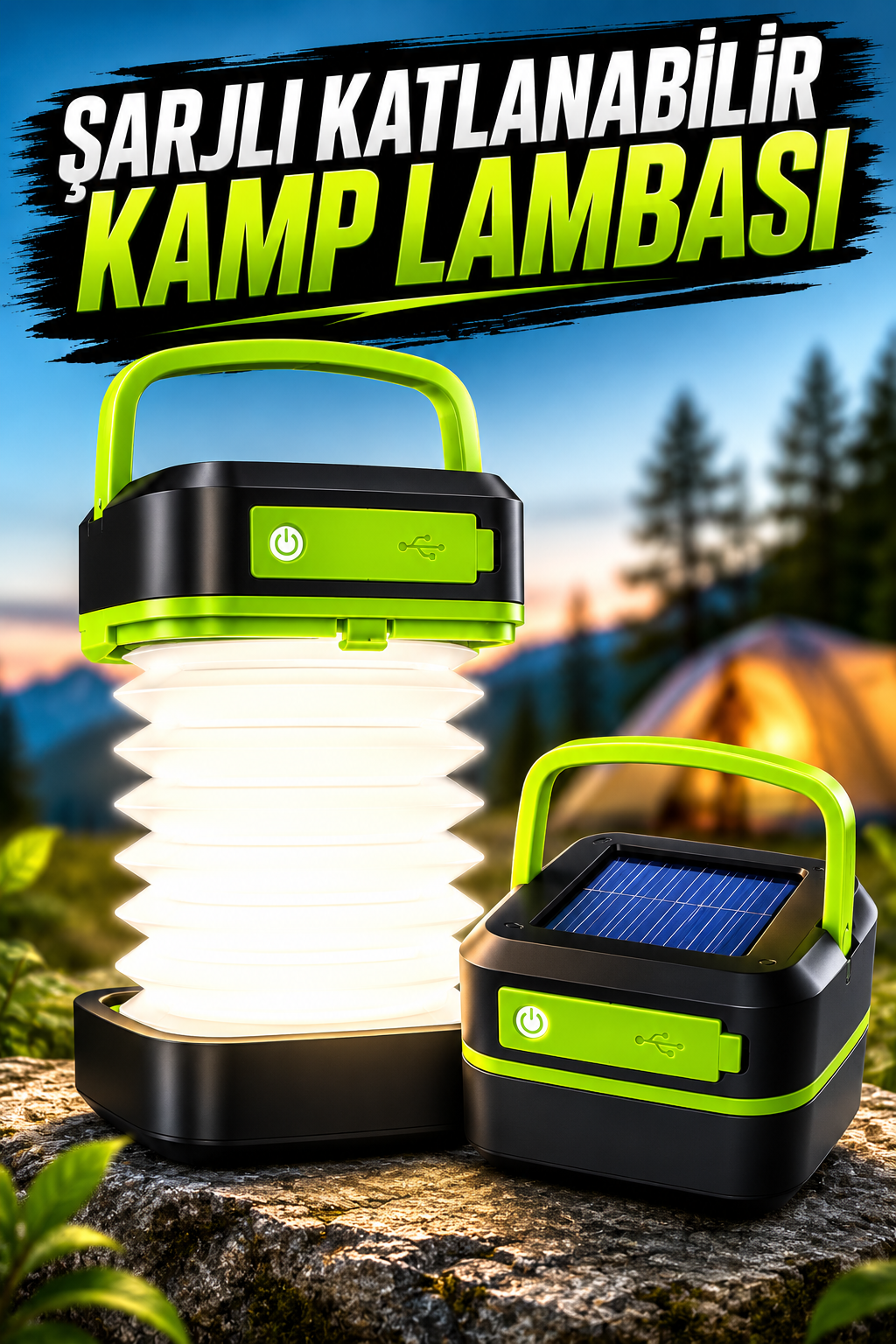 41c86eca-f7c0-4624-b04e-ebed8300ede5 Güneş Enerjili Led Lamba Kamp Lambası Katlanabilir Lamba USB Şarjlı - Vipsepet - Görsel 1