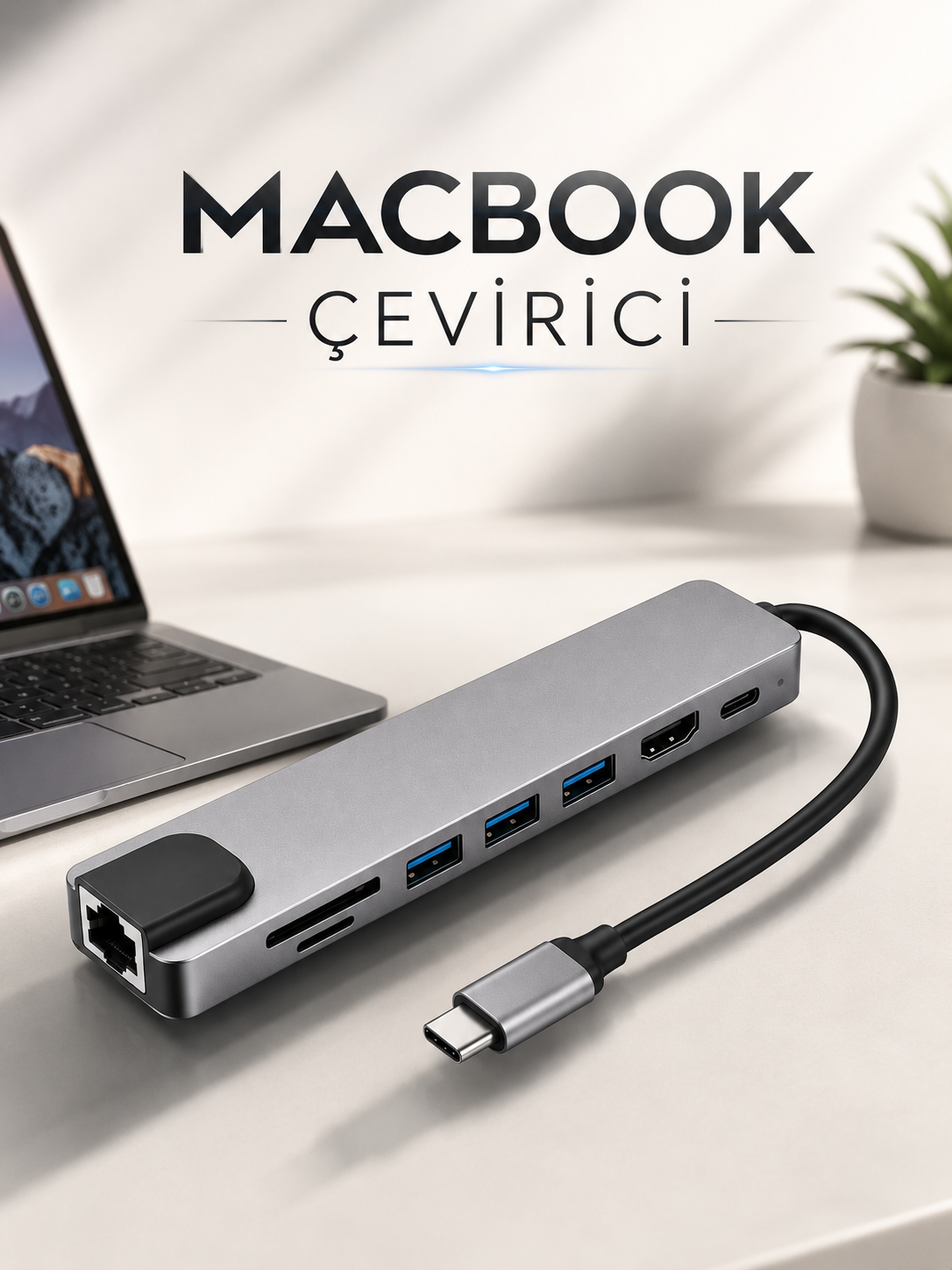 435b1e64-9f51-43e7-a0e0-c1ab4b9c0806 Çevirici Dönüştürücü Adaptör Macbook 3 In 1 Type-C To Hdmı USB 3.0 - Vipsepet - Görsel 1