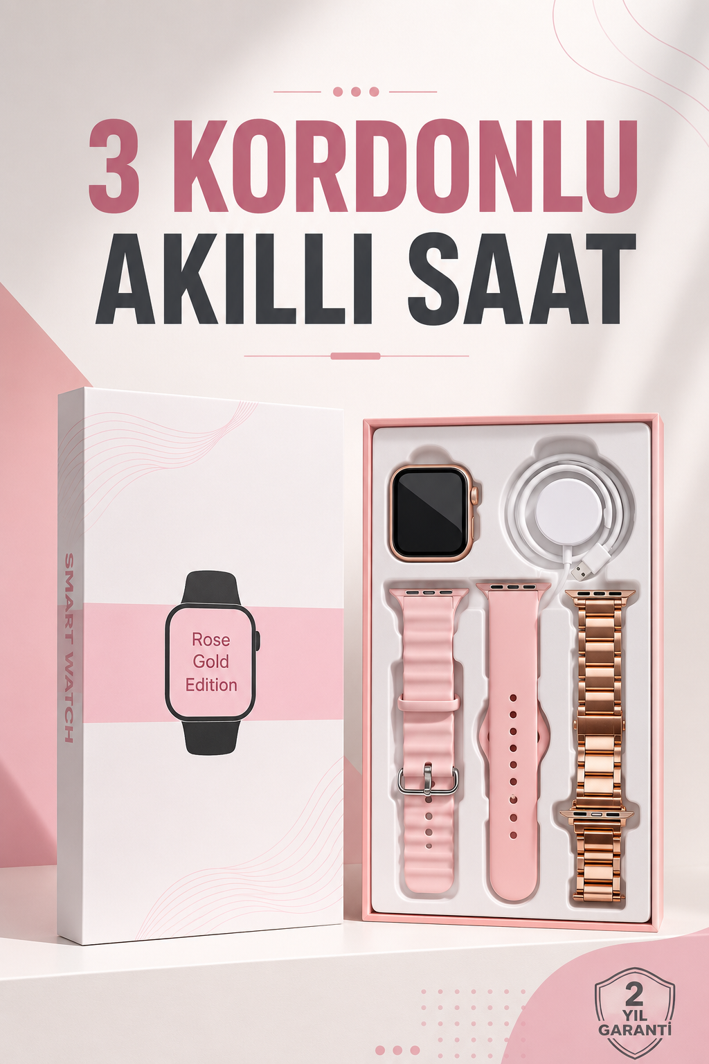 44262767-6b98-4175-b95f-31b4dc84e5b4 Akıllı Saat Amoled Ekran 3 Kordonlu Aksesuar Hediyeli Sesli Görüşme - Vipsepet - Görsel 1