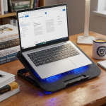 USB Girişli Laptop Soğutma Standı Çift Fan Mavi Işıklı Notebook Soğutucu - Vipsepet