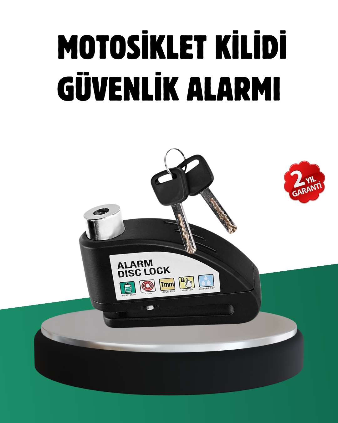 5-114 Titreşim Sensörlü Alarm Disk Kilidi Motosiklet Scooter Bisiklet - Lisinya - Görsel 1