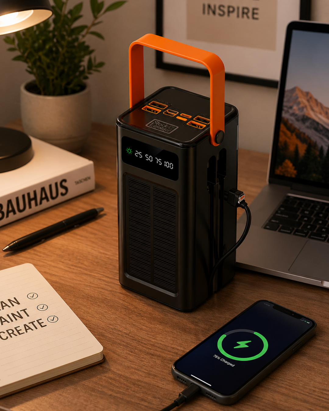 5-118 Güneş Enerjili Hızlı Şarj Powerbank Taşınabilir Yüksek Kapasiteli 80.000 - vipsepet - Görsel 1