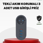 Akım Korumalı USB’li Priz – Güçlü 2500W, Isı ve Çocuk Koruması - Vipsepet