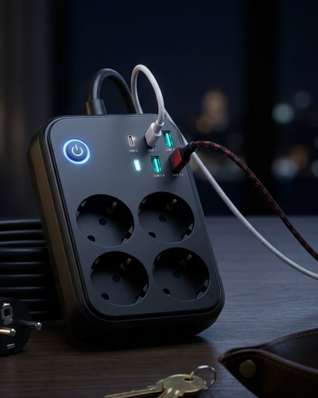 5-12 Akım Korumalı Uzatma Prizi 4 USB 2 Type C Dayanıklı ve Güvenli Tasarım - Vipsepet - Görsel 1