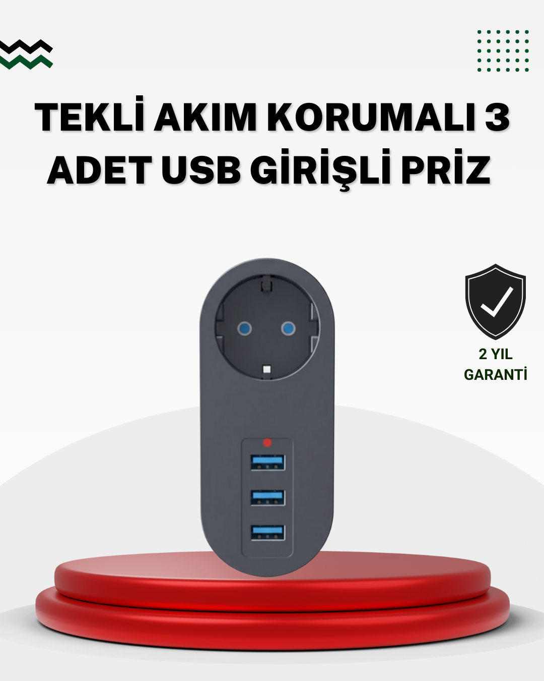 5-12 Akım Korumalı USB’li Priz – Güçlü 2500W, Isı ve Çocuk Koruması - Vipsepet - Görsel 1