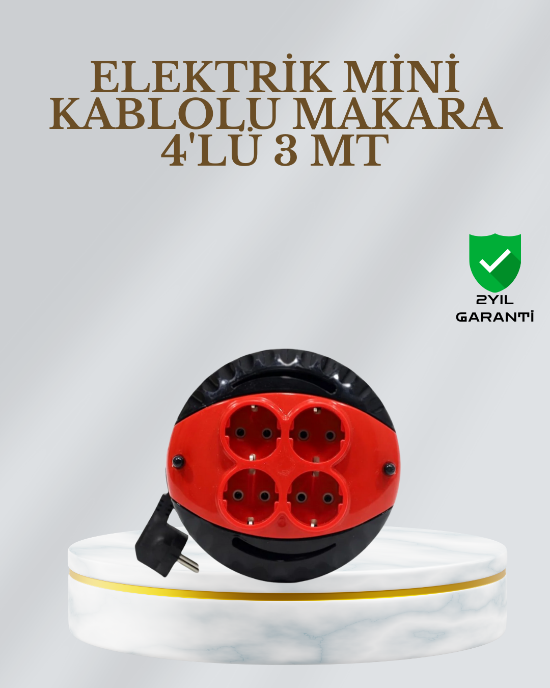5-127 CE Belgeli 3 Metre 4’lü Kablolu Priz Makara - Vipsepet - Görsel 1