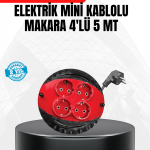 Ev ve Ofis İçin 5 Metre Kablolu 4 Priz Makarası - Vipsepet
