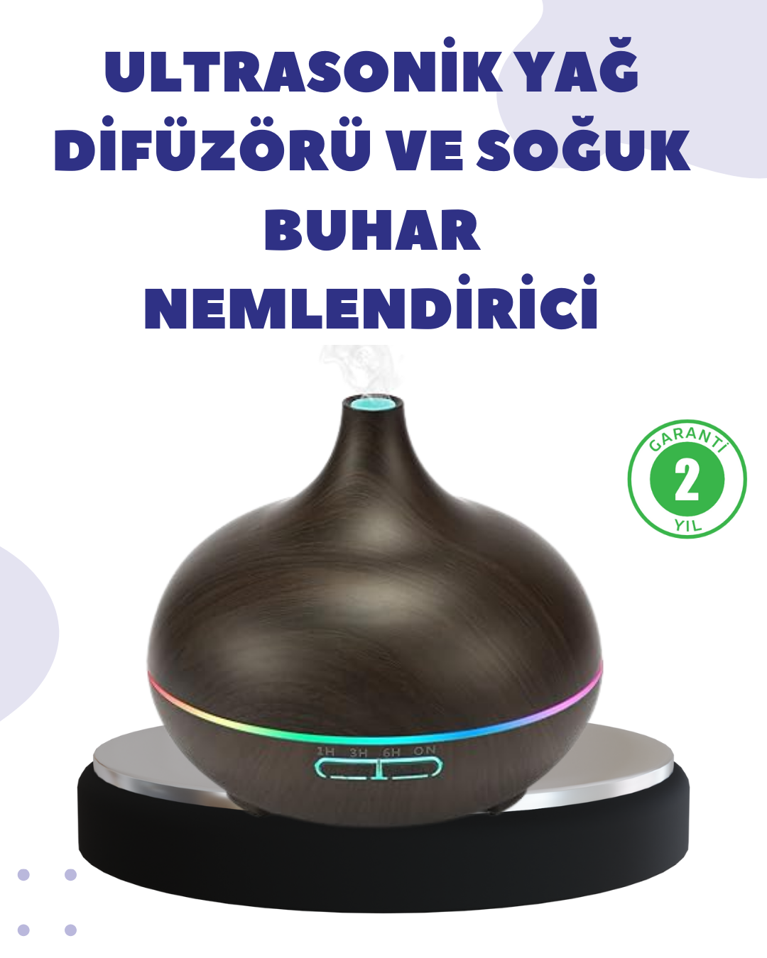 5-13 BN01 Uçucu Yağ Uyumlu Renkli LED Işıklı Nemlendirici - Vipsepet - Görsel 1