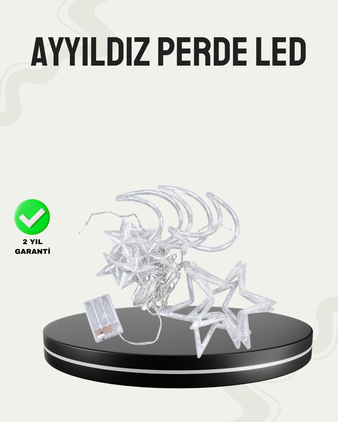 5-131 Prizli Yıldız Ay Perde LED Işık Ev ve Organizasyon Dekoru - Vipsepet - Görsel 1