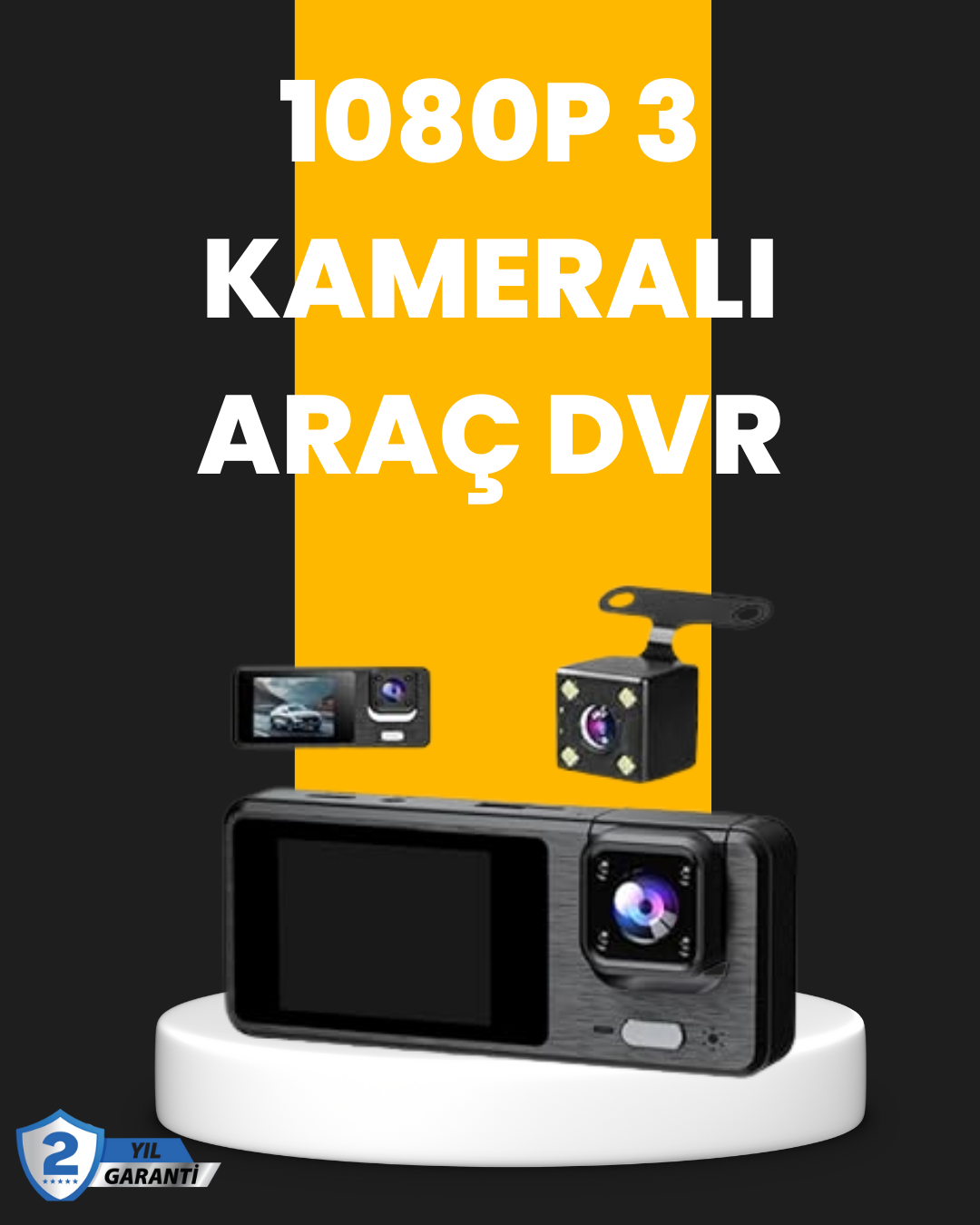 5-147 Çok Açılı Araç İçi DVR | Ön İç Arka Kamera, Döngü Video Kaydı - Vipsepet - Görsel 1