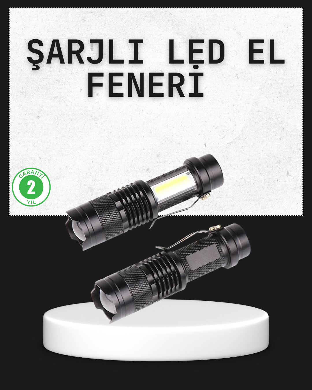 5-155 Odak Ayarlı 2000 Lümen Şarjlı LED El Feneri - Vipsepet - Görsel 1