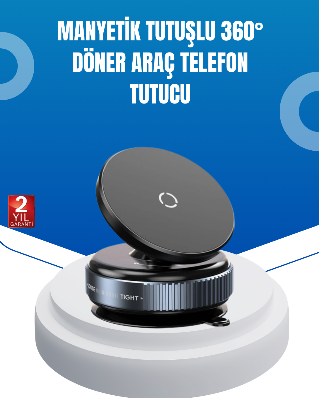 5-161 Evrensel Manyetik Araç Telefon Tutucu 360° Döner Başlık - Vipsepet - Görsel 1