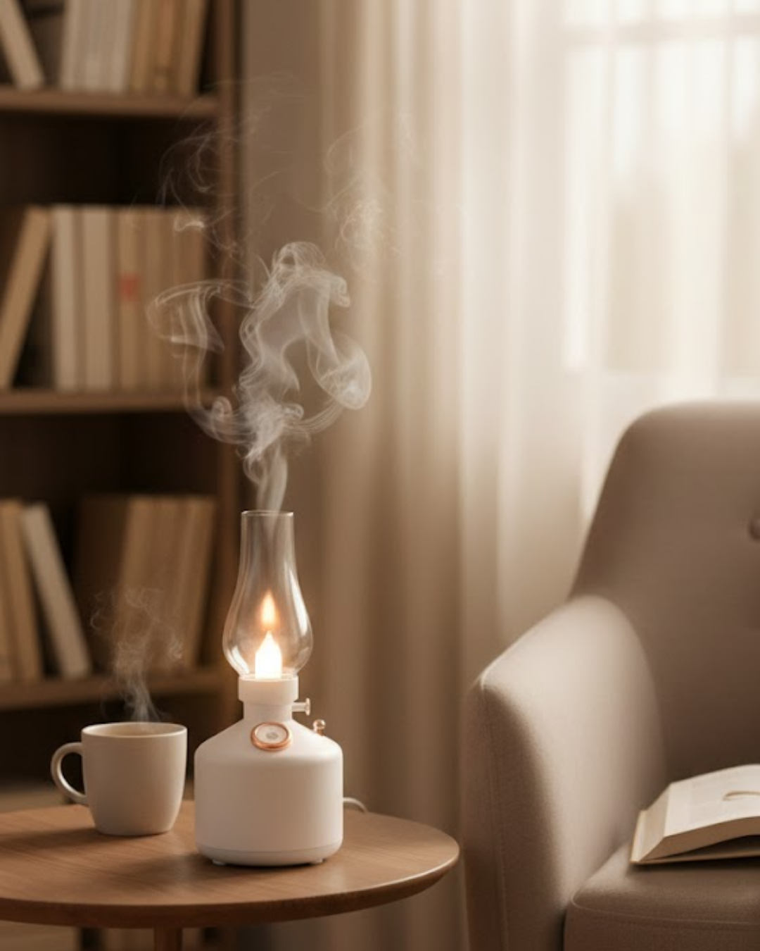 5-166 Retro LED Işıklı 1200 mAh Şarjlı Aroma Difüzörü 280 ml Su Kapasiteli - Vipsepet - Görsel 1