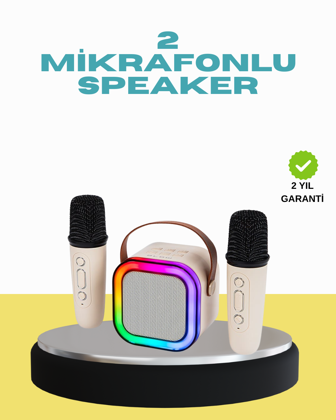 5-19 LED Işıklı Taşınabilir Karaoke Hoparlör – USB Ve AUX Girişli - Vipsepet - Görsel 1